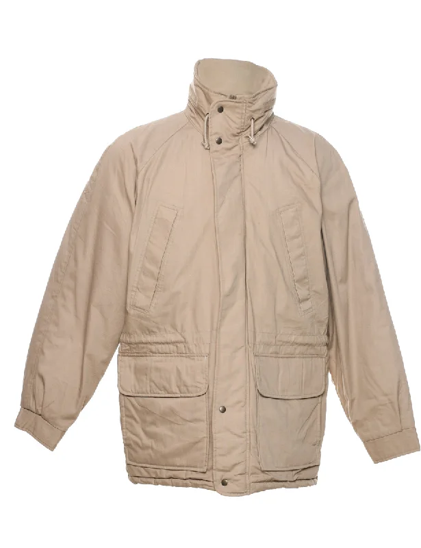 St. John Bay Beige Coat - M Solid Print Jacquard