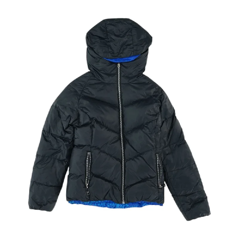 Black Java Down Reversible Coat Buttoned Toggled Snapped