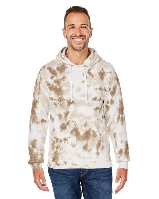J America Adult Tie-Dye Pullover Hooded Sweatshirt 8861JA Soft Wool Sweater