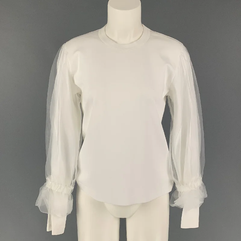 NOIR KEI NINOMIYA Size S White Cotton Polyester Pullover Turtleneck Warm Pullover