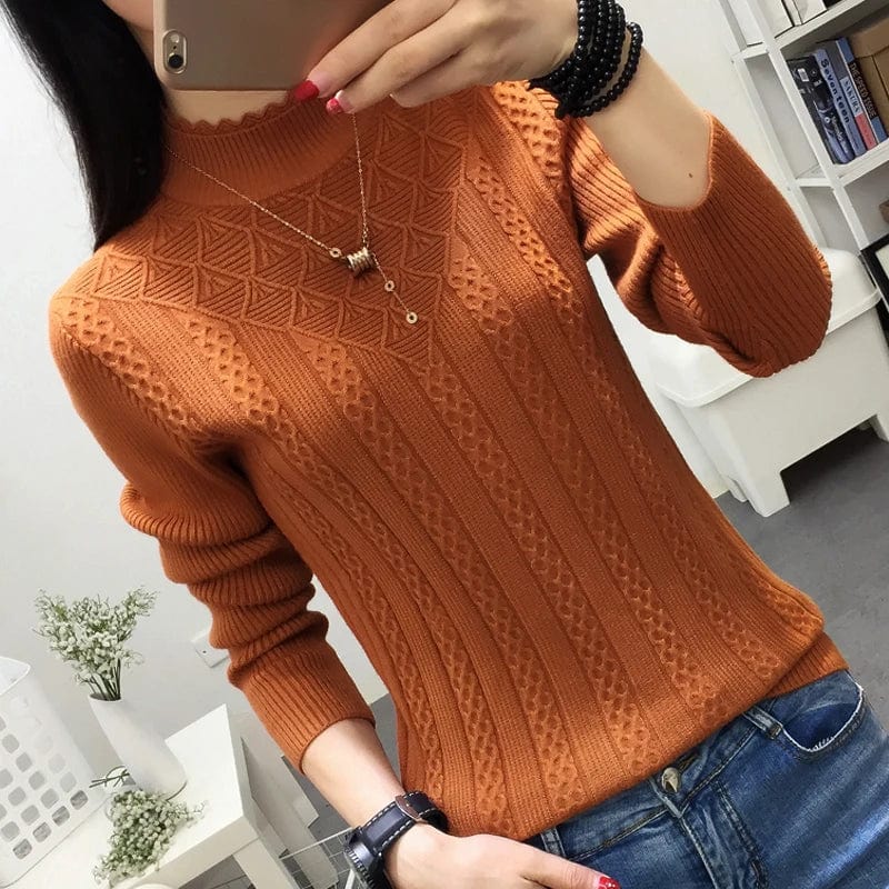 2024 NEW Winter Women Cashmere Sweater Half-high Collar Pullover Bottom Knit Sweater Short Style In Autumn And Winter Sweater Boat Neck Sweater 2024 NEW Winter Women Cashmere Sweater Half-high Collar Pullover Bottom Knit Sweater Short Style In Autumn And Winter Sweater Boat Neck Sweater