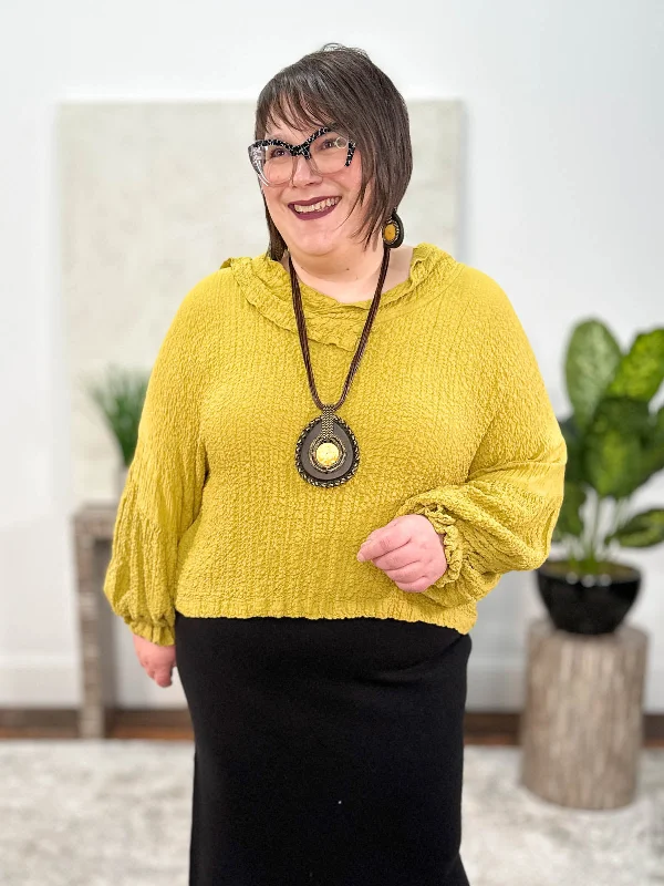 Criss Cross Pirate Pullover, Mustard Pucker Peter Pan Collar
