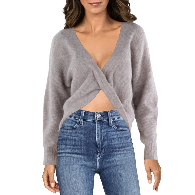 Vigoss Womens Ribbed Twist Back Pullover Sweater High Neck Pullover