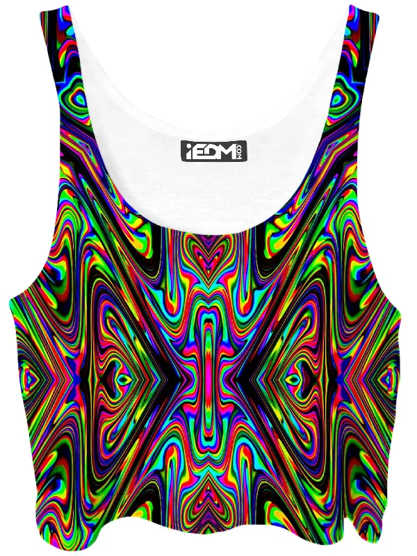 50mg Crop Top Asymmetrical Pockets Print