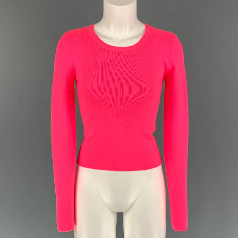 ALICE + OLIVIA Size S Pink Polyester Blend Long Sleeve Pullover Flare Sleeve Stylish