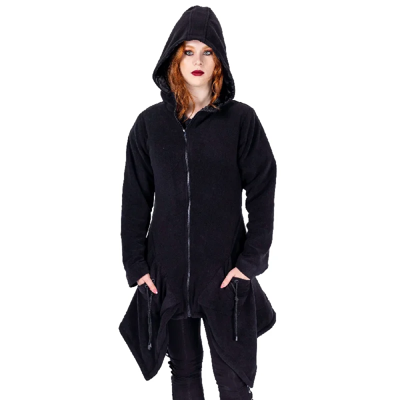 NIGHTFALL COAT - BLACK Cuffed Rolled Raglan