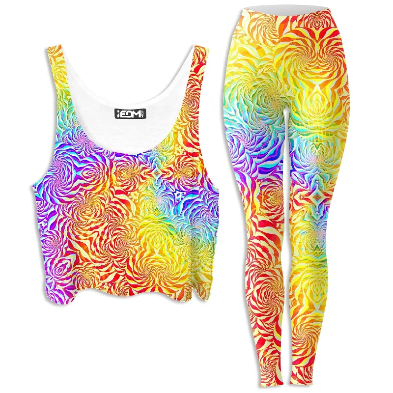 Sunrays Crop Top and Leggings Combo Terry Blend Velvet Blend Canvas Blend
