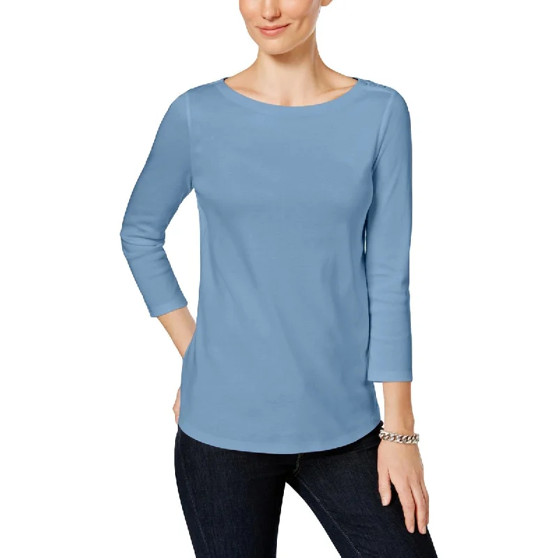 Charter Club Womens Petites Knit 3/4 Sleeves Pullover Top Crew Neck Wool
