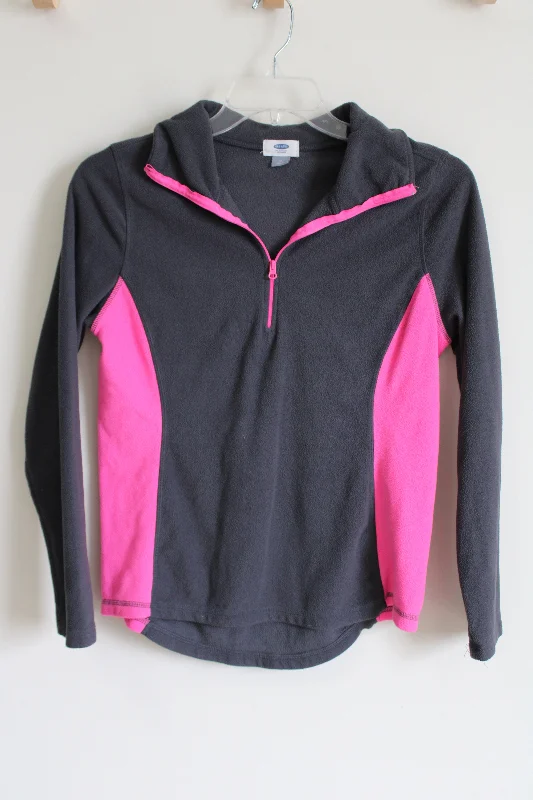 Old Navy Gray Pink Fleece Quarter Zip Pullover | M Short Sleeve Top