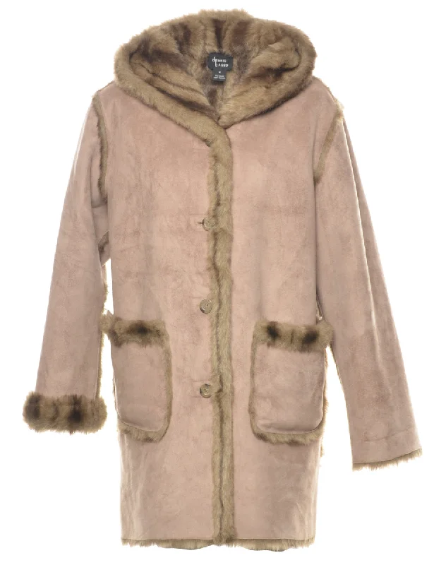 Faux Fur Lining Knee Length Coat - M Boat Neck Jacket Square Neck Jacket One-Shoulder Jacket Faux Fur Lining Knee Length Coat - M Boat Neck Jacket Square Neck Jacket One-Shoulder Jacket