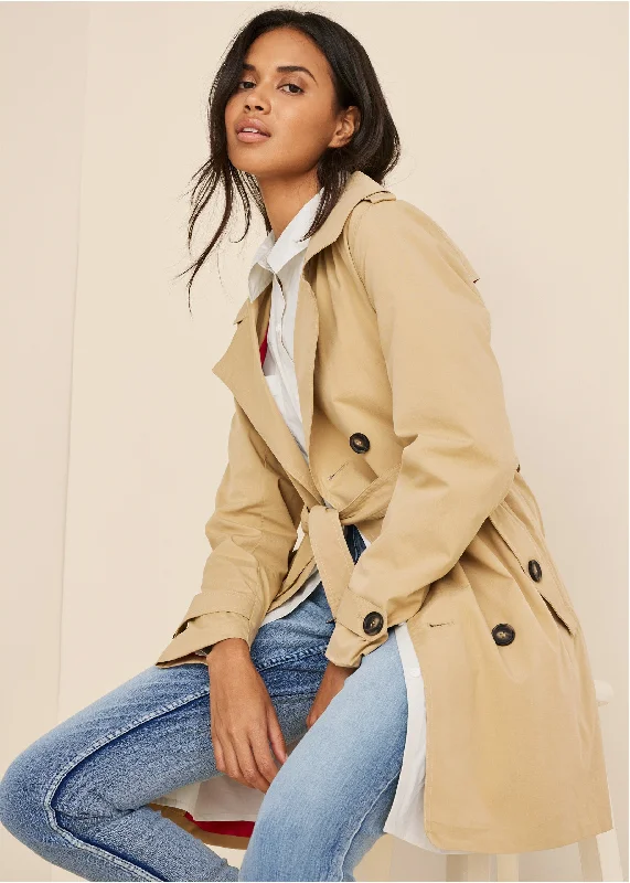 The Perfect Trench Coat - Gold Suede Faux Fur Shearling