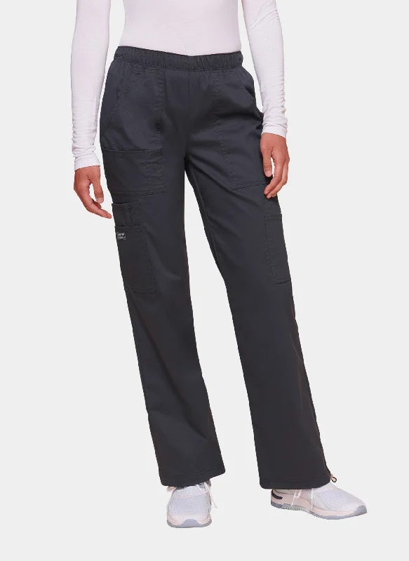 Cherokee Core Stretch Mid Rise Pull-On Cargo Scrub Trousers WWE4005 - Pewter Trousers Cargo Utility Cherokee Core Stretch Mid Rise Pull-On Cargo Scrub Trousers WWE4005 - Pewter Trousers Cargo Utility
