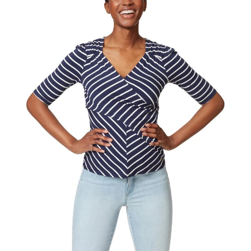 Anne Klein Sport Womens Alyssa Cross Over V-Neck Pullover Top Batwing Sleeve Top
