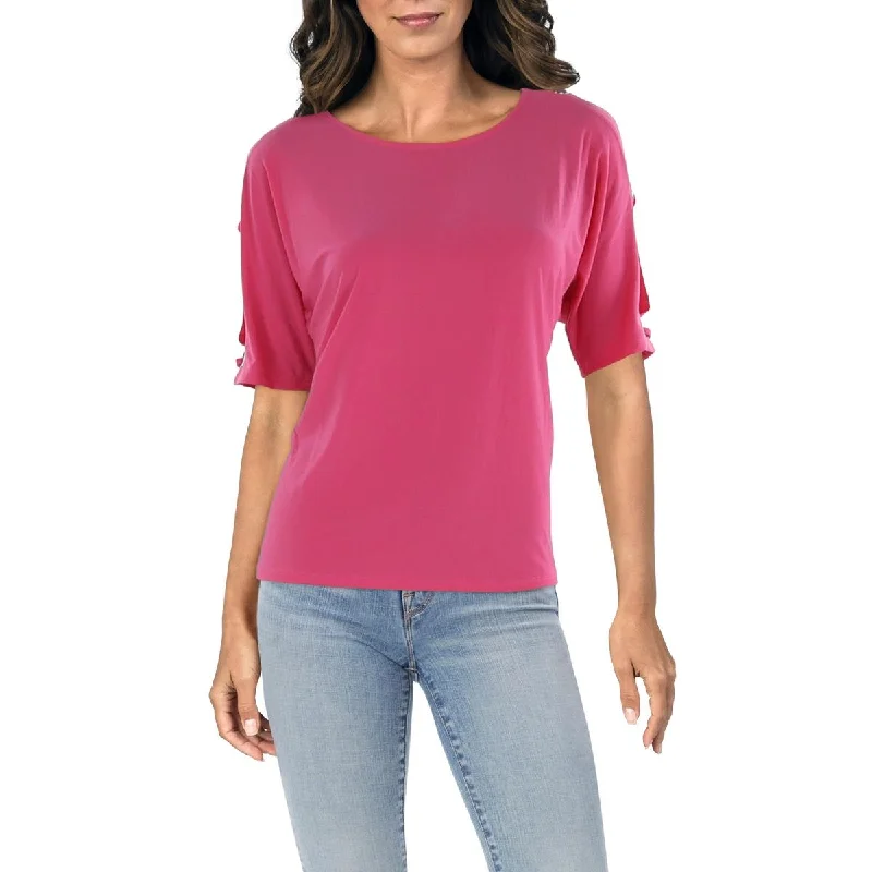NY Collection Womens Petites   O-Ring  Pullover Top Short Sleeve Top