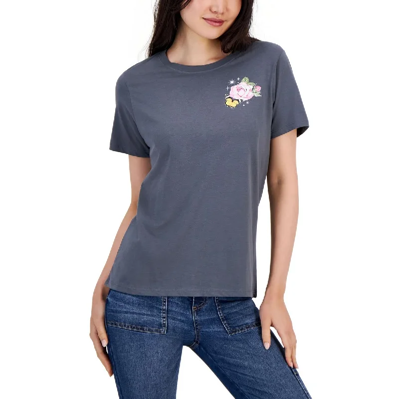 Rebellious One Womens Juniors Short Sleeve Tee Pullover Top Bardot Neck Top
