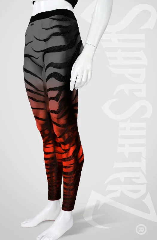 Zebra Leggings - Black to Red Fade - High Contour Fashionable Floral Active Leggings Zebra Leggings - Black to Red Fade - High Contour Fashionable Floral Active Leggings