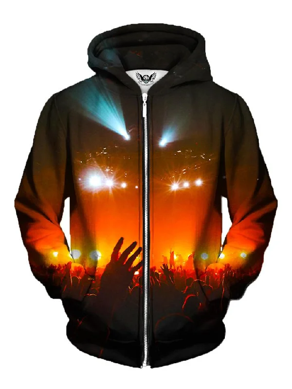 Into The Crowd Concert Light Show Zip-Up Hoodie Hoodie with Side Slits Relaxed Casual Into The Crowd Concert Light Show Zip-Up Hoodie Hoodie with Side Slits Relaxed Casual
