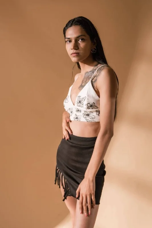 Fia Top | Hand Painted Cotton Knit Crop Top (White) Anti-Pilling Machine Wash Handmade Fia Top | Hand Painted Cotton Knit Crop Top (White) Anti-Pilling Machine Wash Handmade
