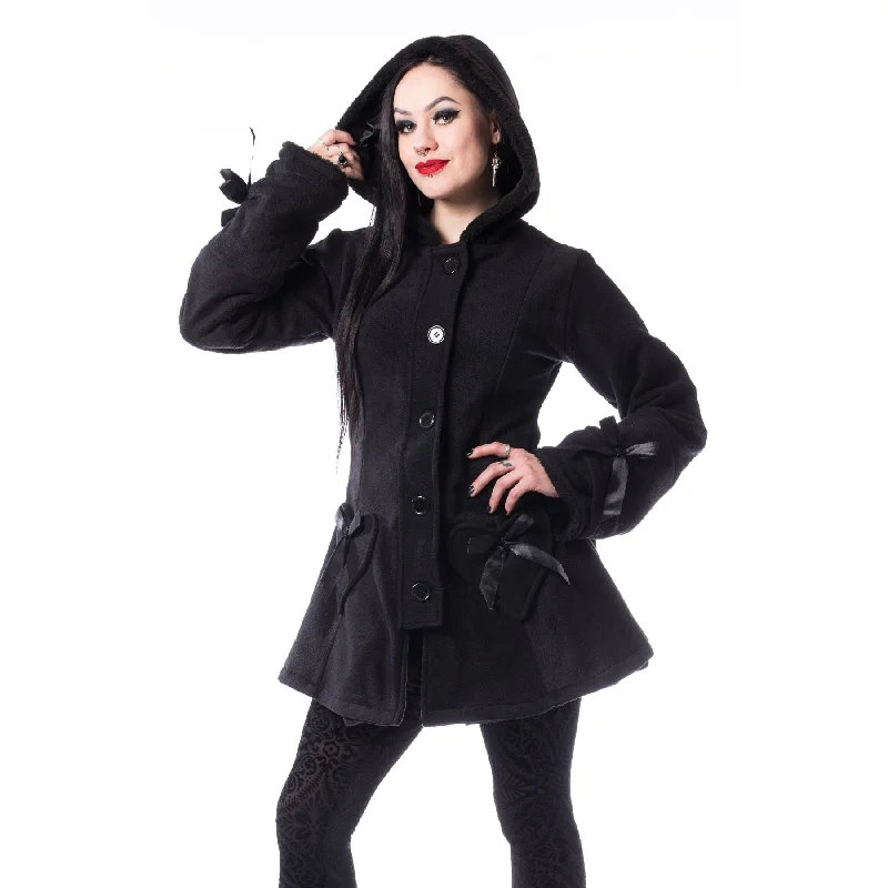 ALISON COAT - BLACK Knit Woven Fleece