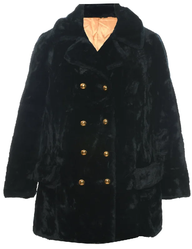 Double Breasted Faux Fur Coat - M Vest Waistcoat Gilet