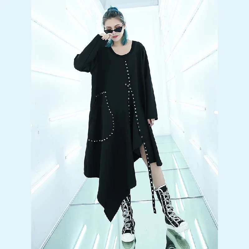 fine black Midi-length dress oversized traveling asymmetrical design boutique O neck autumn dress Fashionable Off-Shoulder Dress Midi fine black Midi-length dress oversized traveling asymmetrical design boutique O neck autumn dress Fashionable Off-Shoulder Dress Midi
