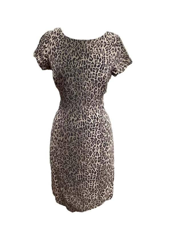 Animal Print Dress Casual Midi City Silk, Size 8 Fashionable Off-Shoulder Dress Midi