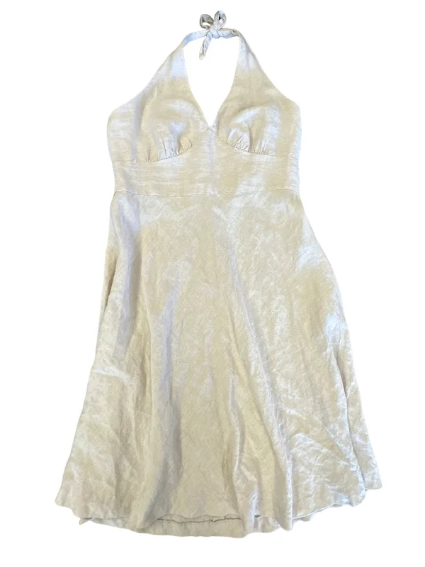 Beige Dress Casual Midi Saks Fifth Avenue, Size L Trendy Off-Shoulder Ruffle Midi Dress