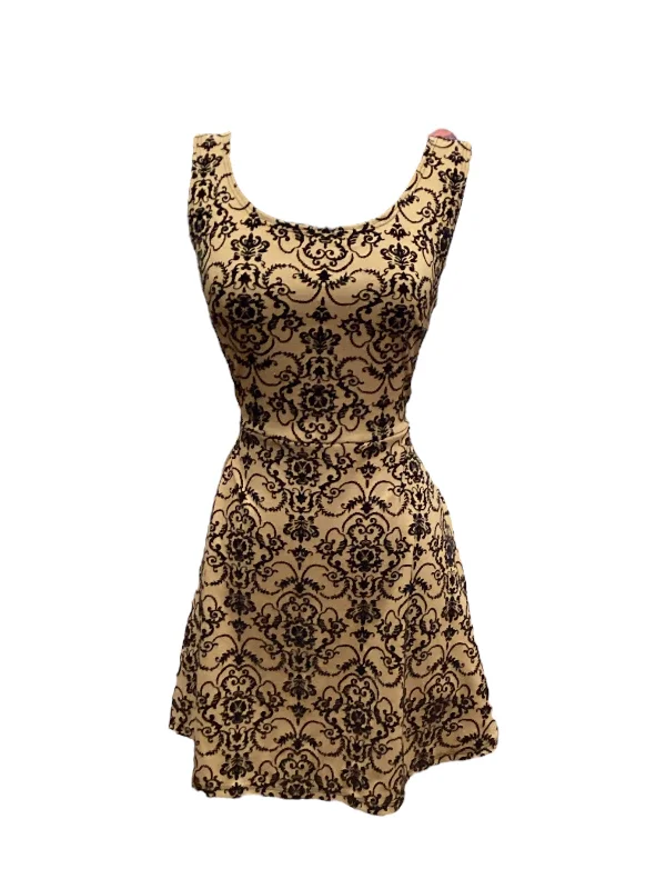 Black & Brown Dress Casual Midi Vibe, Size L Stylish Silk Midi Dress
