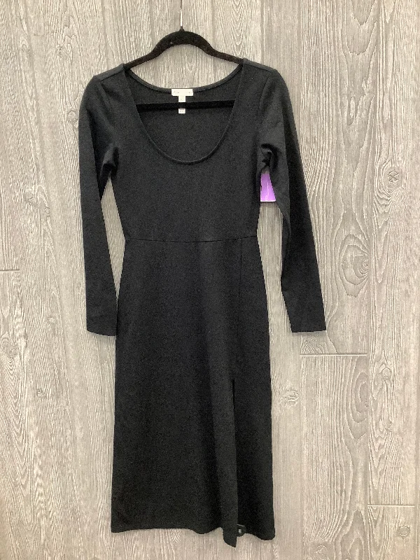 Black Dress Casual Midi Leith, Size S Stylish Tiered Midi Dress