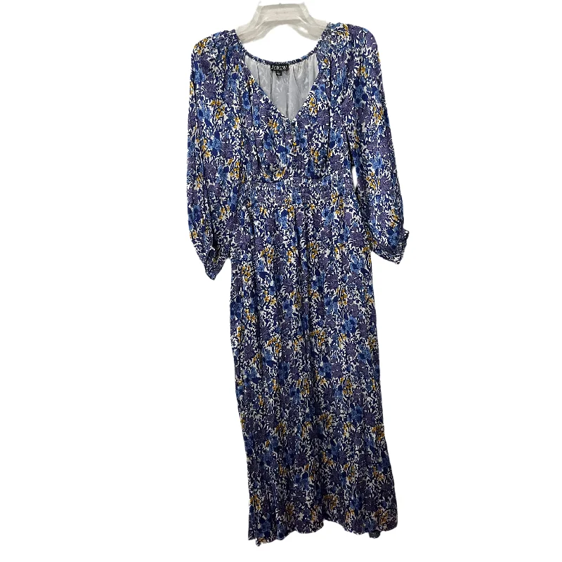 Blue Dress Casual Midi J. Crew, Size Xs Elegant Floral Appliqué Midi Dress