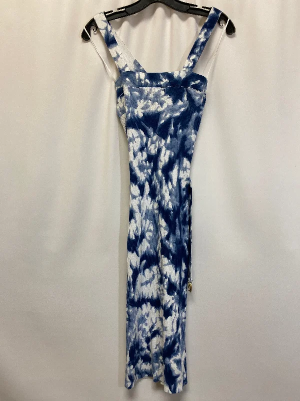 Blue Dress Casual Midi Michael By Michael Kors, Size S Stylish Striped Midi Dress