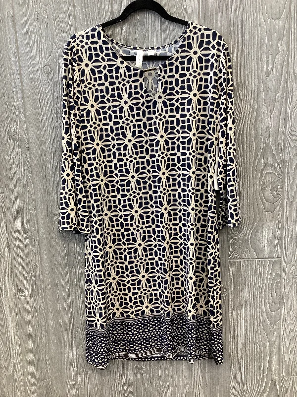 Blue Dress Casual Midi Tacera, Size Xl Fashionable Sheer Sleeve Midi Dress