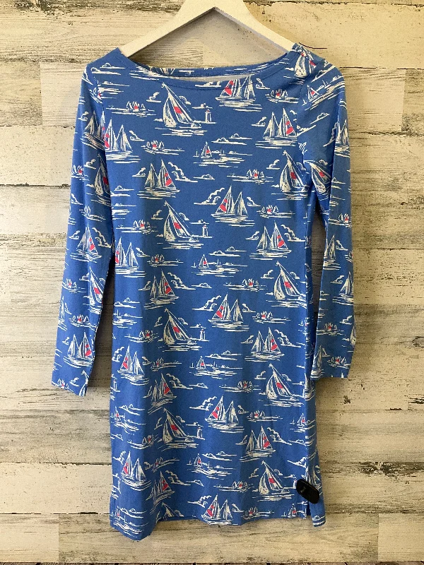 Blue Dress Casual Midi Vineyard Vines, Size Xxs Stylish Halter Neck Midi Dress