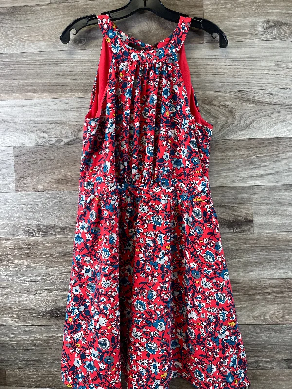 Blue & Red Dress Casual Midi Loft, Size Petite L Comfortable Stretch Midi Dress