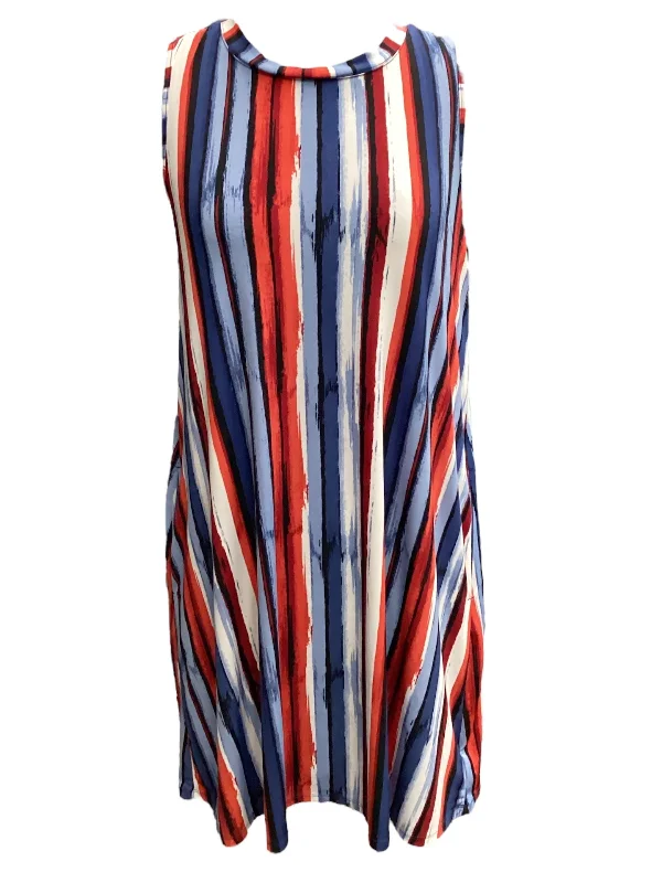Blue & Red & White Dress Casual Midi Apt 9, Size S Stylish Midi Dress with Cuffs
