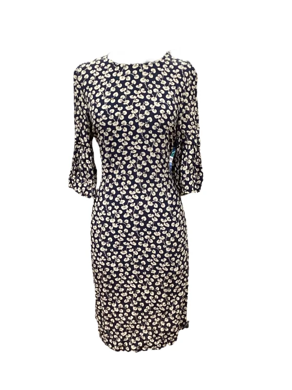Blue & Tan Dress Casual Midi Ganni, Size S Comfortable Fit-and-Flare Midi Dress