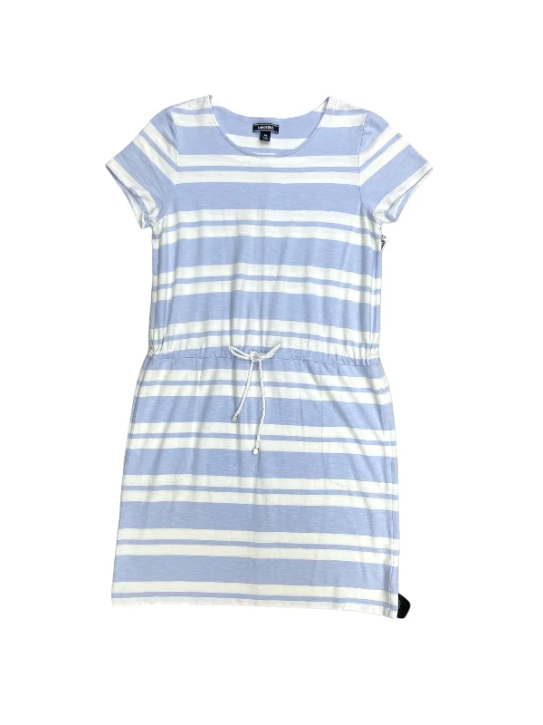 Blue & White Dress Casual Midi Lands End, Size M Fashionable Floral Embroidery Midi Dress Blue & White Dress Casual Midi Lands End, Size M Fashionable Floral Embroidery Midi Dress