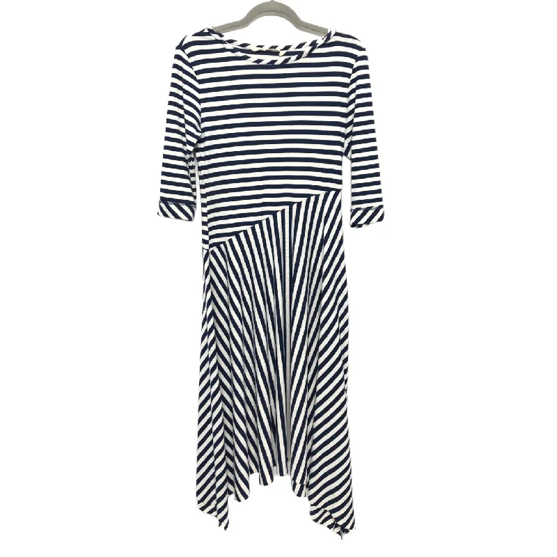 Blue & White Dress Casual Midi Soft Surroundings, Size S Trendy Knit Midi Dress