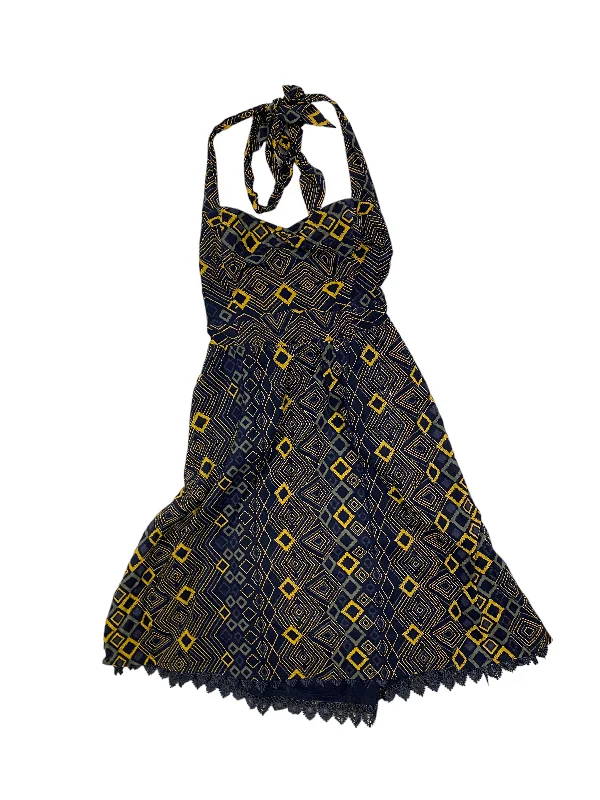 Blue & Yellow Dress Casual Midi Edme And Esyllte, Size S Comfortable Casual Midi Dress Blue & Yellow Dress Casual Midi Edme And Esyllte, Size S Comfortable Casual Midi Dress