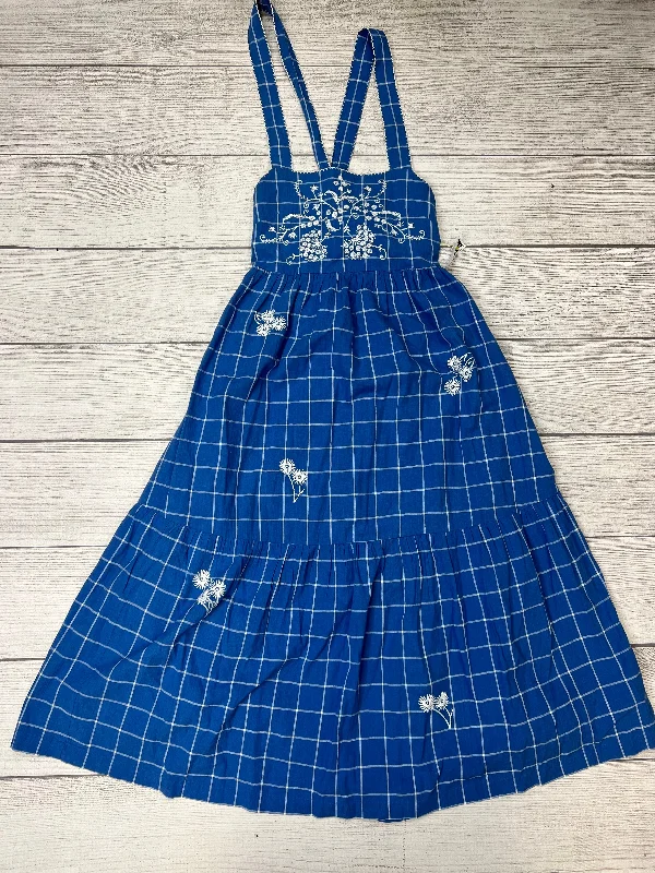 Blue Dress Casual Midi Madewell, Size Xs Elegant Lace Trim Midi Dress
