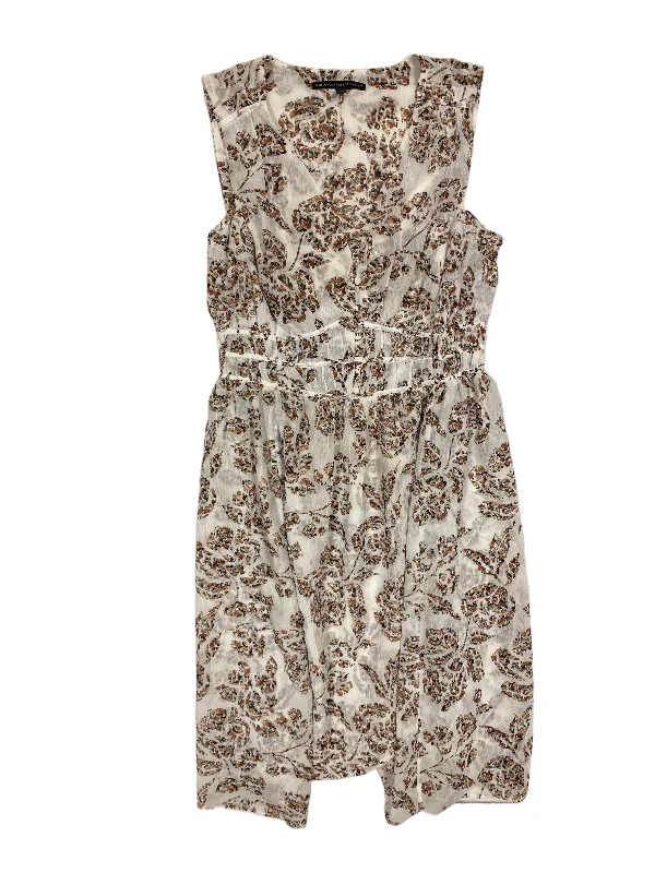 Brown & Cream Dress Casual Midi White House Black Market, Size M Trendy Floral Wrap Midi Dress