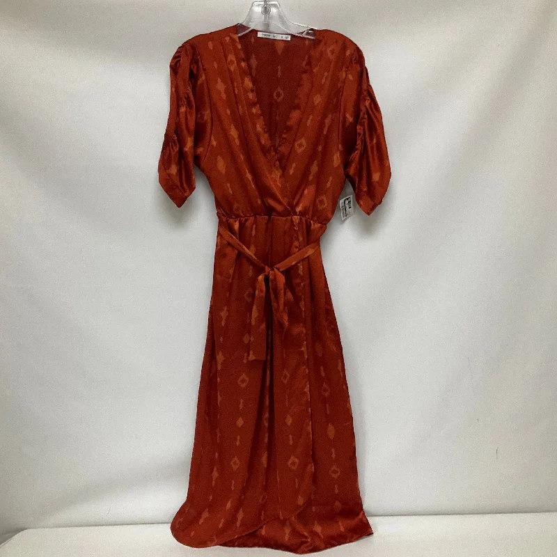 Brown Dress Casual Midi Cma, Size S Trendy Bodycon Midi Dress