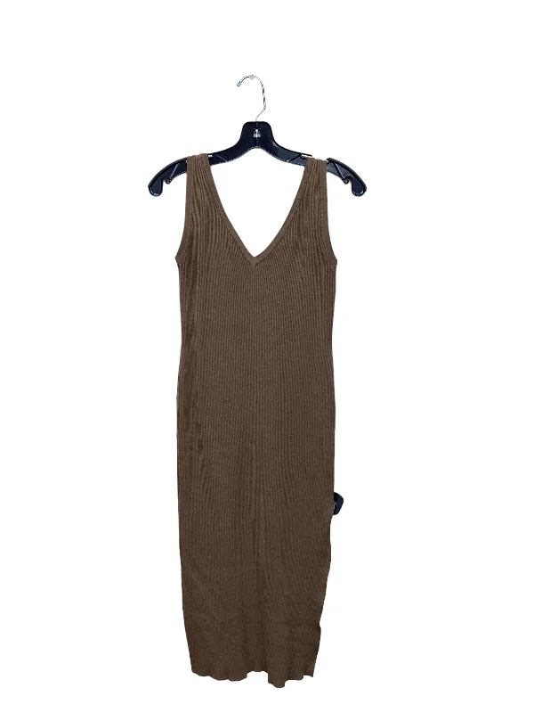 Brown Dress Casual Midi Harlowe & Graham, Size M Comfortable Wrap Midi Dress