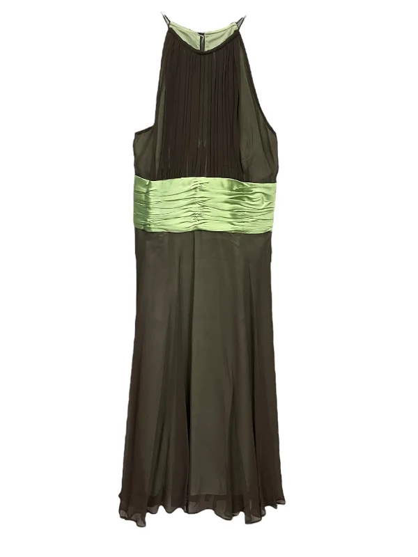 Brown & Green Dress Casual Midi Maggy London, Size 8 Fashionable Plaid Midi Dress