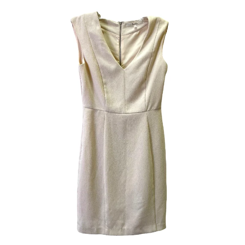 Cream Dress Party Midi By HONESTEE Size: 0 Elegant Faux Wrap Midi Dress