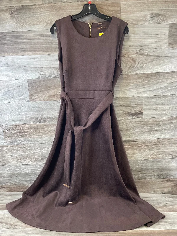 Dress Casual Midi By Calvin Klein In Brown, Size: L Comfortable Stretch Midi Dress
