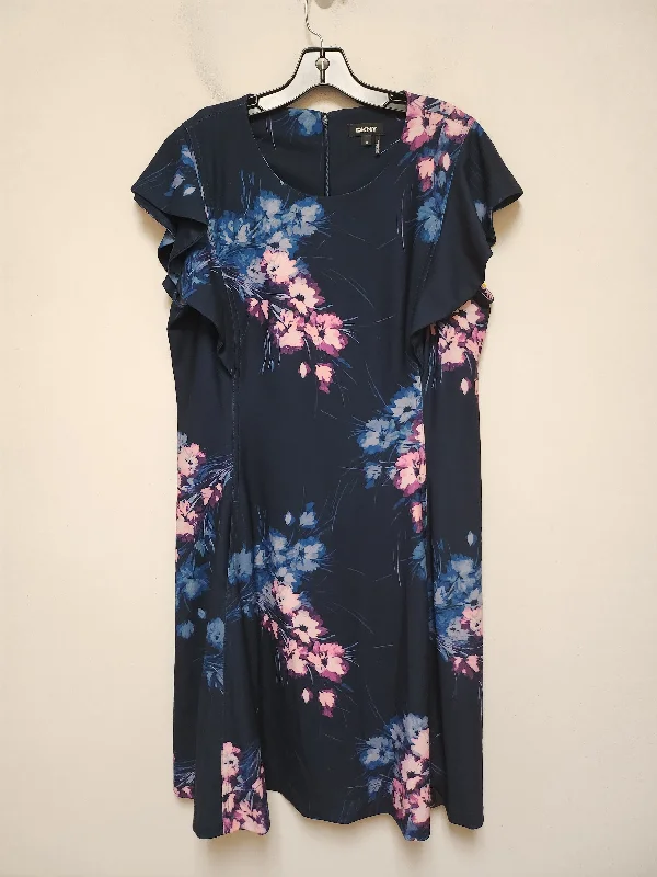 Dress Casual Midi By Dkny In Navy, Size: Xl Fashionable Fitted Midi Dress