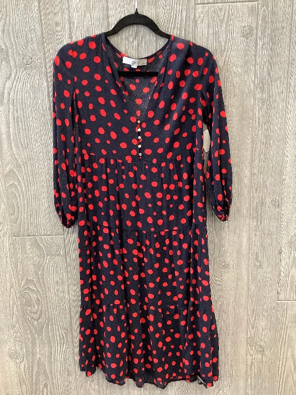Dress Casual Midi By Loft In Navy, Size: Petite   Xs Chic Floral Print Midi Dress