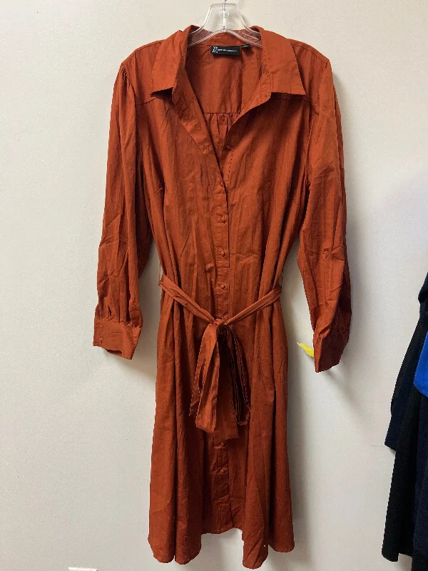 Dress Casual Midi By New York And Co In Orange, Size: Xl Classic Black Midi Dress
