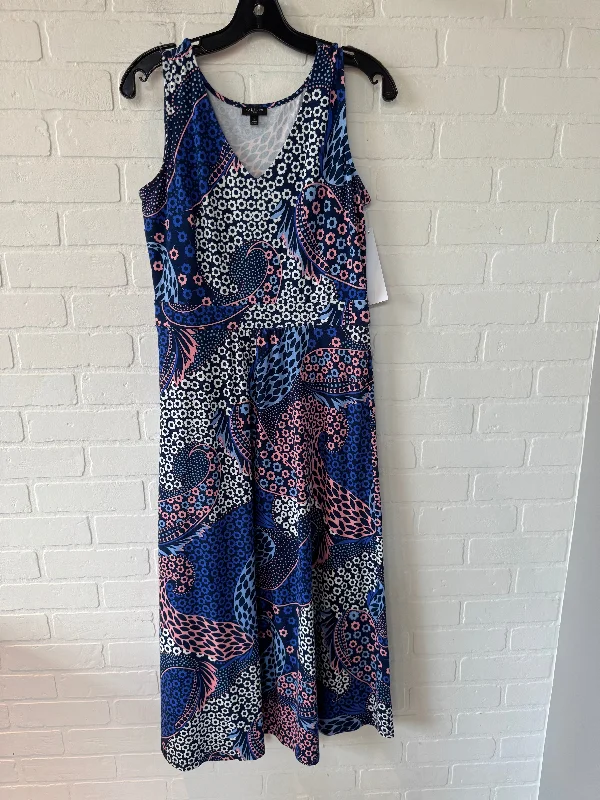 Dress Casual Midi By Talbots In Blue & Pink, Size: Mp Stylish Button-Up Midi Dress